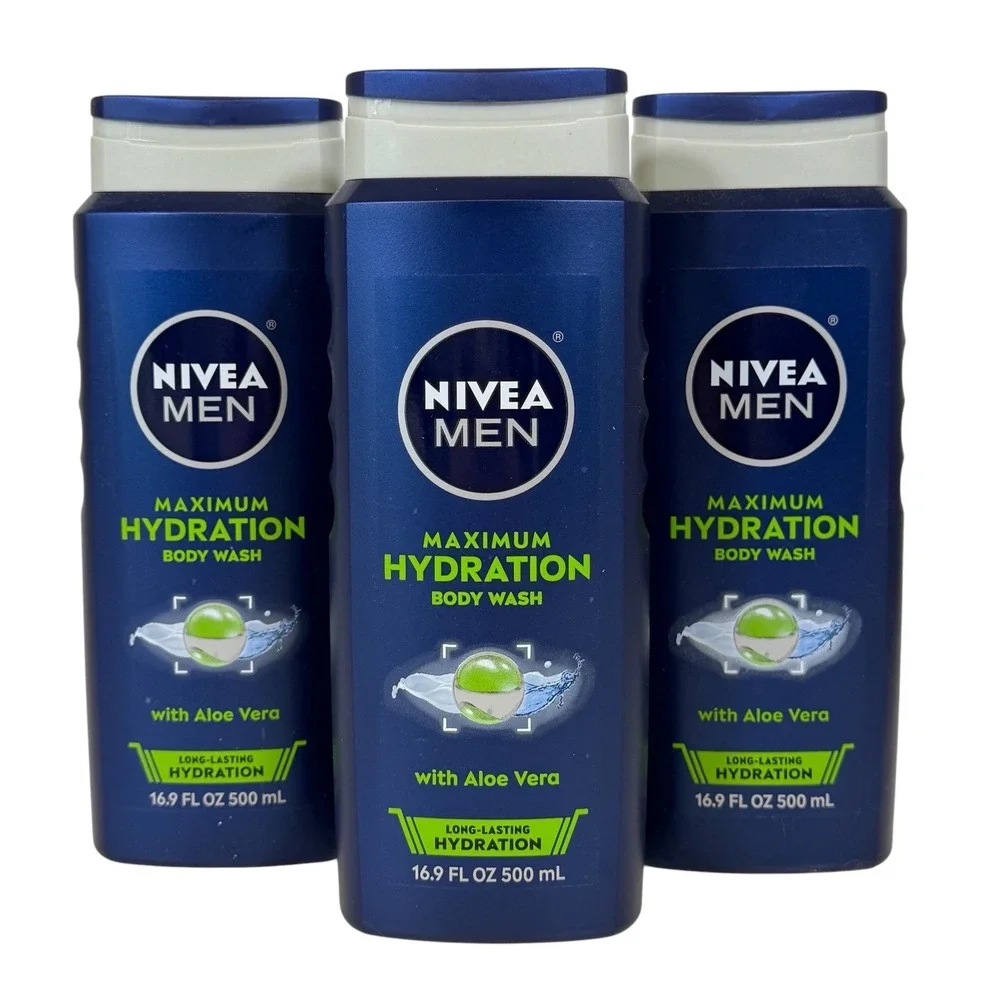 Nivea Men's Maximum Hydration Body Wash with Aloe Vera 16.9oz 3-Pack Bundle